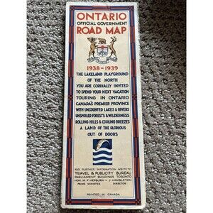 1938-1939 Ontario Official Government Road Map